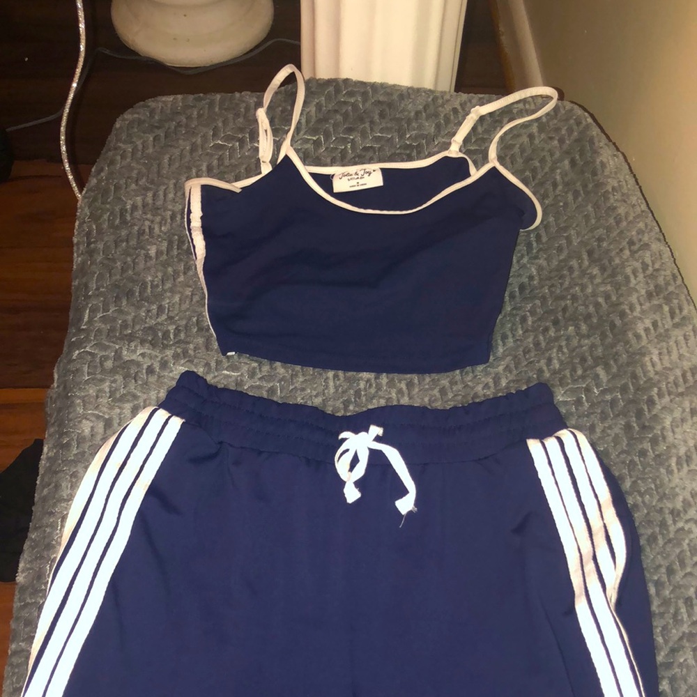 Elegant Navy Jumpsuit with White Trim